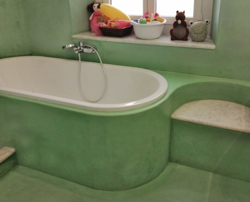Bagno verde Tiffany in Tadelakt