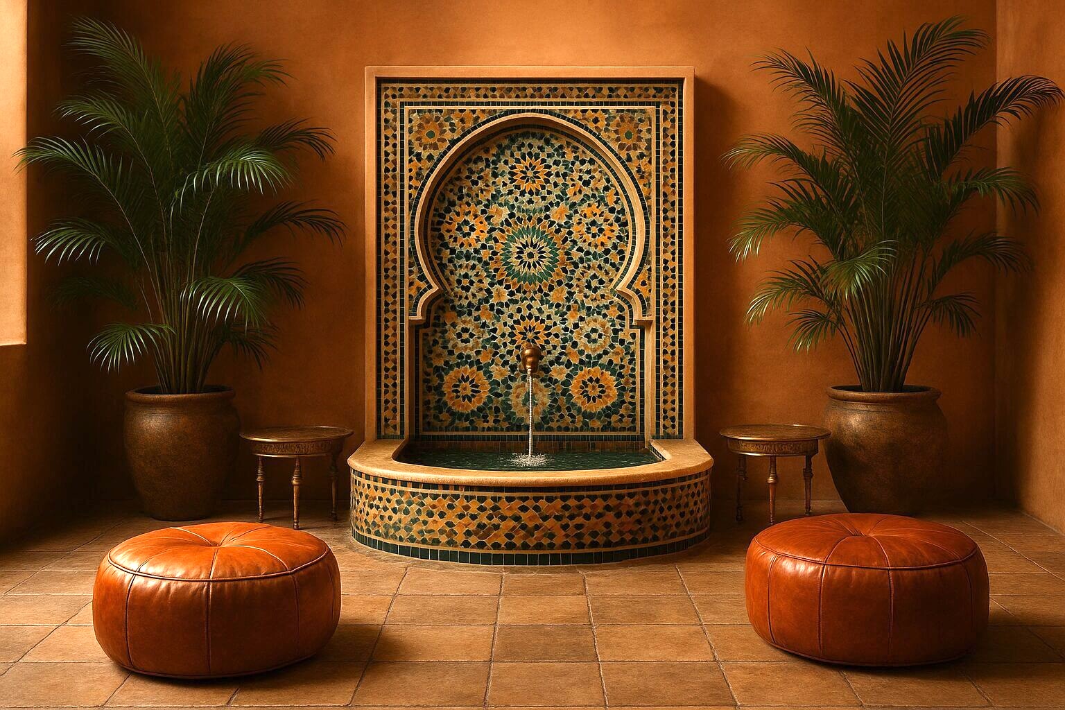 Pouf in Pelle Marocchini